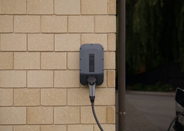 EV Home Charge installed directly into the side of home